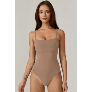 QINSEN Women's Sexy Cami Bodysuit Adjustable Double-Layered