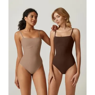 QINSEN Women's Sexy Cami Bodysuit Adjustable Double-Layered
