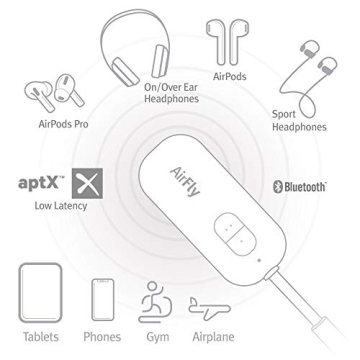 Twelve South AirFly Duo Bluetooth 5.0 Transmitter for TV/Airplane to 2 Wireless Headphones – Wireless Adapter for AirPods, Airplane, Car, Gym, Home, Use with Any 3.5 mm Audio Jack