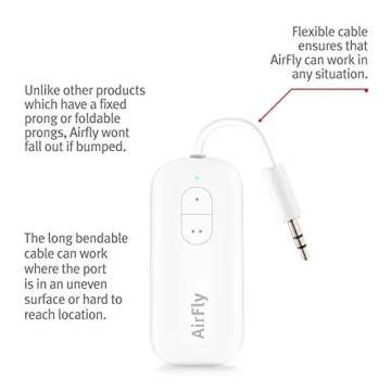 Twelve South AirFly Duo Bluetooth 5.0 Transmitter for TV/Airplane to 2 Wireless Headphones – Wireless Adapter for AirPods, Airplane, Car, Gym, Home, Use with Any 3.5 mm Audio Jack