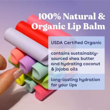eos USDA Organic Lip Balm - Variety Pack Lip Care to Nourish Dry Lips 100% Natural and Gluten Free Long Lasting Hydration 4 Count(Pack of 1)