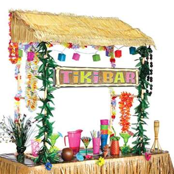 Amscan Tiki Bar Hut, Includes Reusable Tiki Bar Hut and Decorative Hibiscus Garlands