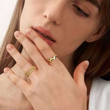 Elegant MTMY 14K Gold Plated Stacking Ring for Women