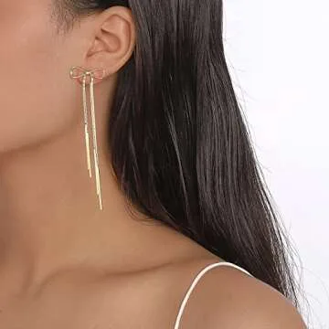 Chic Gold Bow Earrings for Elegant Women