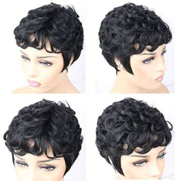 VCK Short Human Hair Wigs for Black Women Short Curly Human Hair Wigs Pixie Cut Wigs for Black Women...