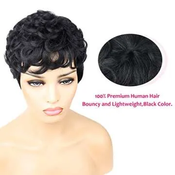 VCK Short Curly Human Hair Wigs for Women - Natural Look