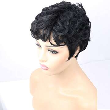 VCK Short Human Hair Wigs for Black Women Short Curly Human Hair Wigs Pixie Cut Wigs for Black Women Short Wigs Human Hair Full Machine Made Glueless Wigs