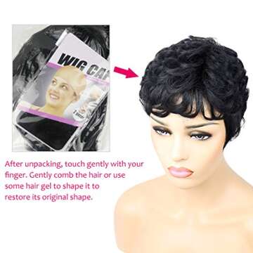 VCK Short Human Hair Wigs for Black Women Short Curly Human Hair Wigs Pixie Cut Wigs for Black Women Short Wigs Human Hair Full Machine Made Glueless Wigs