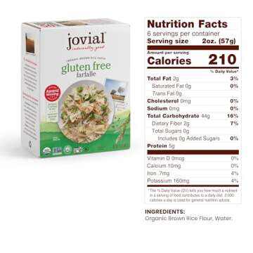 Jovial Whole Grain Brown Rice Farfalle Pasta - Pasta Farfalle, Farfalle Pasta, Whole Grain Pasta, Or...