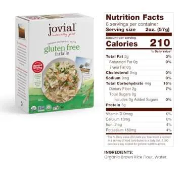 Jovial Whole Grain Brown Rice Farfalle Pasta - Pasta Farfalle, Farfalle Pasta, Whole Grain Pasta, Or...