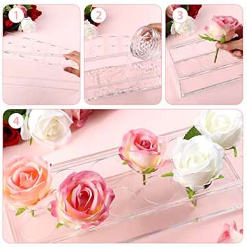 2 Pcs Clear Acrylic Flower Vase Rectangular Floral Centerpiece for Dining Table 12 Inch Long Rectangle Decorative Modern Vase for Weddings Home Decoration