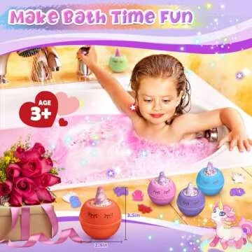 Qivatex Unicorn Bath Bombs - Fun Gift for Kids 3-12