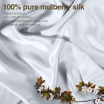 J JIMOO 100% Mulberry Silk Pillowcase for Hair and Skin, Both Sides 19 Momme Pure Natural Silk Pillo...