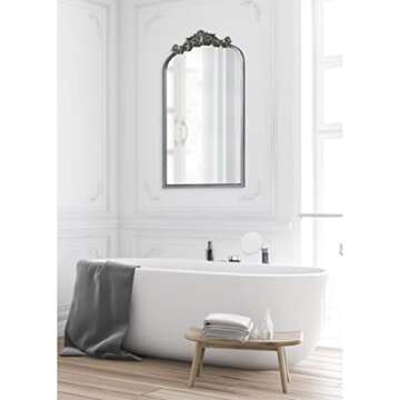 Kate and Laurel Arendahl Ornate Traditional Arch Mirror, 36 x 29, Gold, Decorative Baroque Style Arched Vintage Gold Mirror with Wide Frame and Ornamental Crown