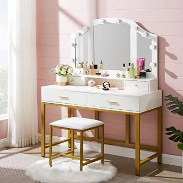 Tribesigns 47" Large Vanity Set with Lighted Mirror