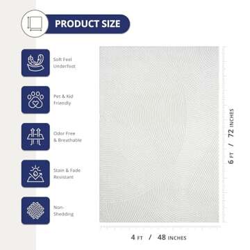 Abani Cream Area Rug for Living Room, Bedroom - Zen Reiki Pattern- 4 x 6 -Durable & Easy to Clean