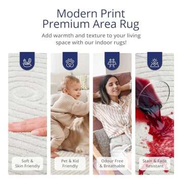 Abani Cream Area Rug for Living Room, Bedroom - Zen Reiki Pattern- 4 x 6 -Durable & Easy to Clean