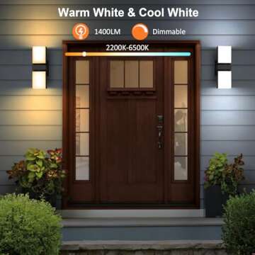 XMCOSY+ Outdoor Wall Lights - 1400LM Smart RGBCW LED Sconces with APP Control