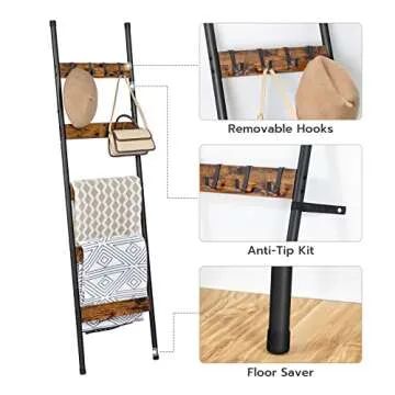 Stylish HOOBRO Blanket Ladder, 5-Tier Towel Rack