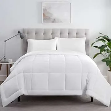 Serta ComfortSure Down Alternative Comforter, Soft Box Stitched Duvet Insert, Quilted California King Comforter with 4 Corner Tabs, All Season Bedding, White