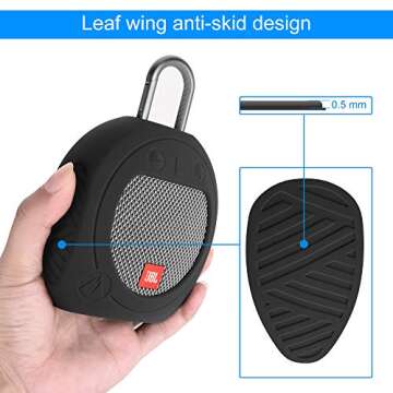 TXEsign Protective Silicone Stand Up Carrying Case for JBL Clip 3 Waterproof Portable Speaker (Black)