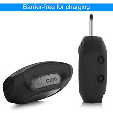 TXEsign Protective Silicone Stand Up Carrying Case for JBL Clip 3 Waterproof Portable Speaker (Black)