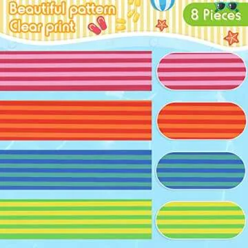 8 Pack Towel Bands for Beach Chairs Cruise Towel Clips for Lounge Beach Pool Chairs Towel Strap Holder Elastic Windproof Beach Accessories for Summer (Vivid Style,15.75 x 1.97 Inch)