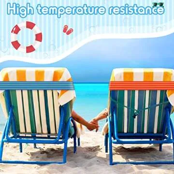 8 Pack Towel Bands for Beach Chairs Cruise Towel Clips for Lounge Beach Pool Chairs Towel Strap Holder Elastic Windproof Beach Accessories for Summer (Vivid Style,15.75 x 1.97 Inch)