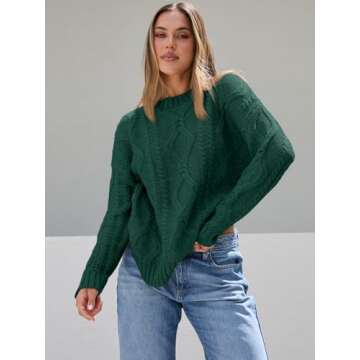 Trendy Queen Oversized Sweaters Womens Plus Size 2024 Fall Fashion Outfits Cable Knit Crewneck Pullo...
