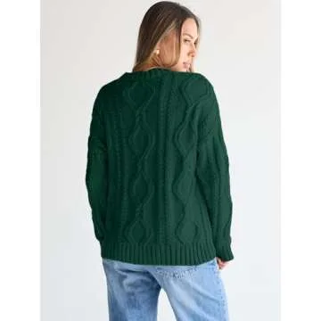 Trendy Queen Oversized Sweaters Womens Plus Size 2024 Fall Fashion Outfits Cable Knit Crewneck Pullover Cute Chunky Long Tunic Top Winter Old Money Clothes with Leggings Green