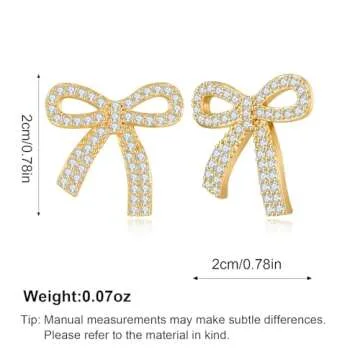 YUJIE Gold Sparkly Bow Stud Earrings Bow Rhinestone Earrings for Women Wedding Prom Fashion Jewelry