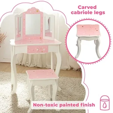 Teamson Kids Play Vanity Set with Mirror & Stool