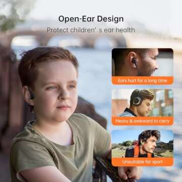 IFECCO Wireless Earbuds for Kids - Kids Bluetooth Air Conduction Open Ear Headphones with Mic,Ultra-...