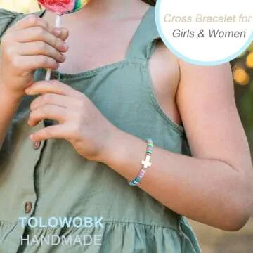 TOLOWOBK Cross Bracelet for Teen Girls Religious Gifts