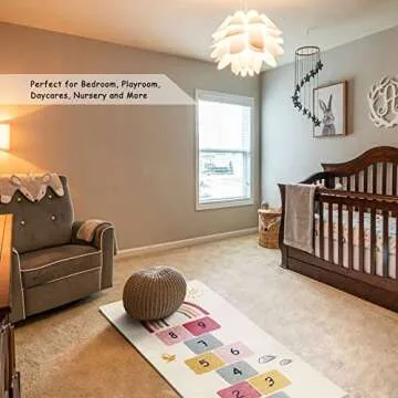 Topotdor Rainbow Sky Hopscotch Game Rugs,Kids Play Area Rugs Soft Floor Carpet for Bedroom Playroom ...