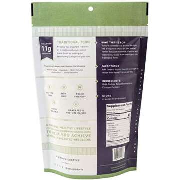 Traditional Tonic Nourishing Collagen Powder - 8 Ounces, Unflavored, 100% Pasture Raised, Non-GMO, 11 Grams of Collagen Per Serving, Made in The USA