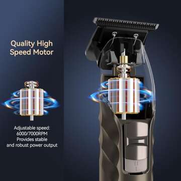 opove T6 Professional Hair Trimmer for Extremely Close Trimming, Clean and Crisp Lines, 3H Runtime for Barbers, T-Blade Cordless Detailer Trimmer for Men, Edges and Beard Trimming (Agate Gray)