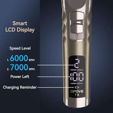 opove T6 Professional Hair Trimmer for Extremely Close Trimming, Clean and Crisp Lines, 3H Runtime for Barbers, T-Blade Cordless Detailer Trimmer for Men, Edges and Beard Trimming (Agate Gray)