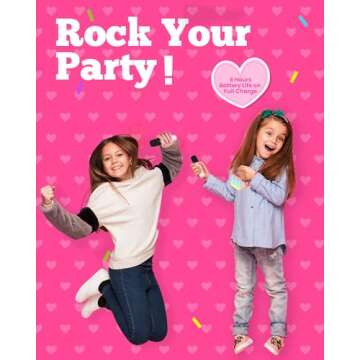 VERKB Kids Karaoke Machine, Kids Toys Birthday Gift for Girls, Mini Portable Bluetooth Speaker with 2 Wireless Microphone for Girl 5,6,7,8,10+Year Old(Pink)