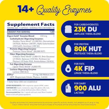 Enzymedica Digest Gold + ATPro, Maximum Strength, Fast-Acting, Helps Digest Large Meals, Prevents Bloating and Gas, 90 Count (FFP)