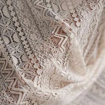 JOOJA Boho Curtains Crochet Semi Sheer Lace Curtains 84 inch Length 2 Panels Set, Rod Pocket Farmhouse Beige Curtains Vintage Cotton Tassel Window Treatment for Bedroom Living Room 59x84