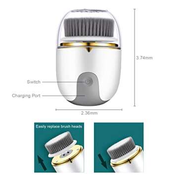 Facial Cleansing Brush - Bemecato Rechargeable Exfoliating Deep Cleaning Electric Wash Face Cleanser Brush, Face Scrubber for Women & Men, for Deep Skin Cleaning, Waterproof, Small & Portable
