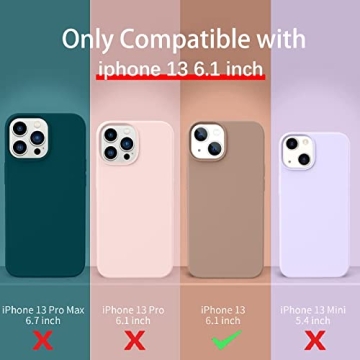 DUEDUE Case for iPhone 13 Case, Liquid Silicone Rubber Slim Cover Soft Anti-Scratch Microfiber Cloth Lining Cushion Shockproof Full Body Protective Phone Case for iPhone 13 6.1" 2021, Light Brown