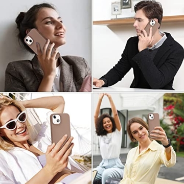 DUEDUE Case for iPhone 13 Case, Liquid Silicone Rubber Slim Cover Soft Anti-Scratch Microfiber Cloth Lining Cushion Shockproof Full Body Protective Phone Case for iPhone 13 6.1" 2021, Light Brown