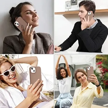 DUEDUE Case for iPhone 13 Case, Liquid Silicone Rubber Slim Cover Soft Anti-Scratch Microfiber Cloth Lining Cushion Shockproof Full Body Protective Phone Case for iPhone 13 6.1" 2021, Light Brown