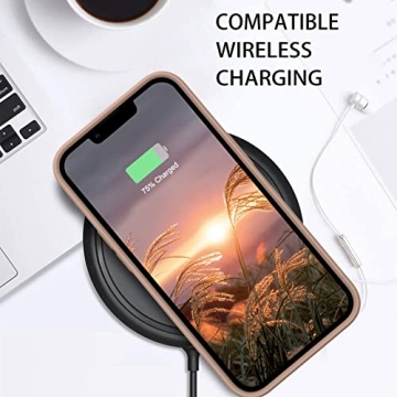 DUEDUE Case for iPhone 13 Case, Liquid Silicone Rubber Slim Cover Soft Anti-Scratch Microfiber Cloth Lining Cushion Shockproof Full Body Protective Phone Case for iPhone 13 6.1" 2021, Light Brown