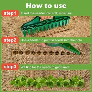 Adnee 2 Pack Sowing Seeds Dispenser Set - 12 Holes Seed-in Soil Digger Planter - Garden Seed Spacer with Adjustable Garden Hand Planter Seeder Tool for Planting Seeds