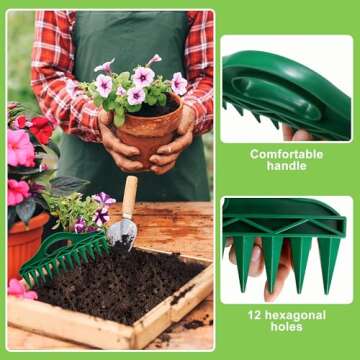 Adnee 2 Pack Sowing Seeds Dispenser Set - 12 Holes Seed-in Soil Digger Planter - Garden Seed Spacer with Adjustable Garden Hand Planter Seeder Tool for Planting Seeds