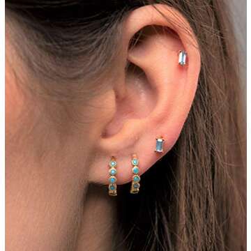 VACRONA Gold Hoop Earrings Huggie for Women Cubic Zirconia 14k Gold Plated Small Huggie Hoops Earrings Hypoallergenic Jewelry Gifts