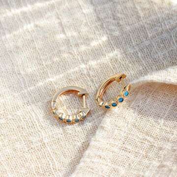 VACRONA Gold Hoop Earrings Huggie for Women Cubic Zirconia 14k Gold Plated Small Huggie Hoops Earrings Hypoallergenic Jewelry Gifts